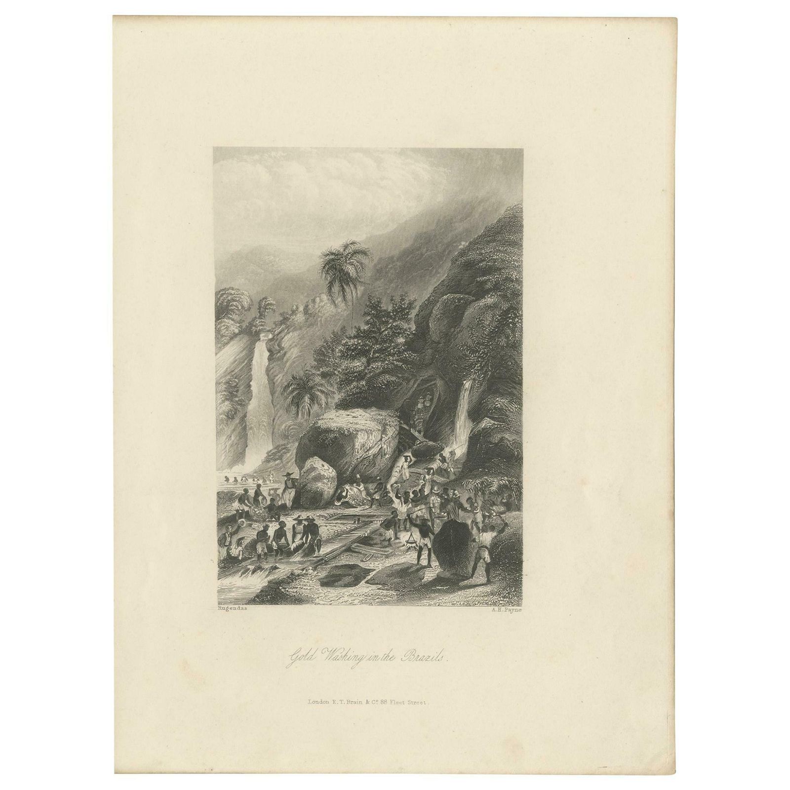 Antique Print Of Gold Washing In Brazil By Payne '1847'