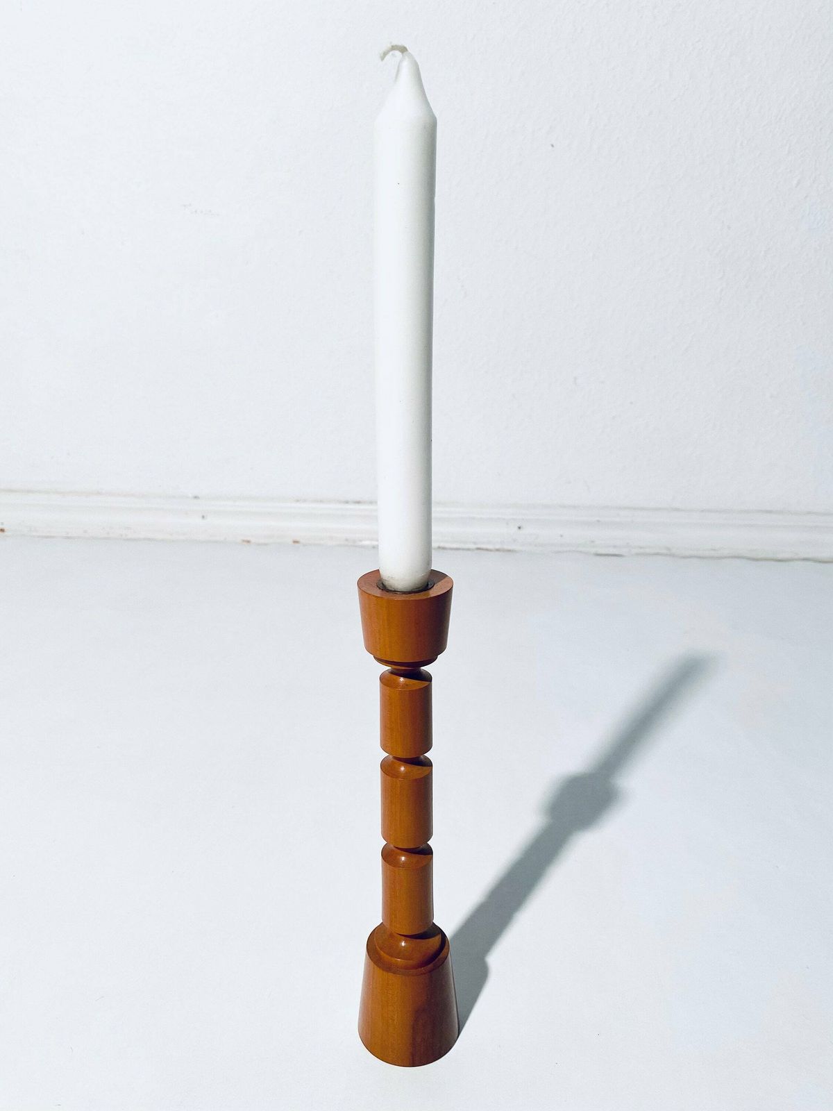 Elegant Mid Century Wooden Candle Holder / 1960s Hygge Home Decor photo 51.0