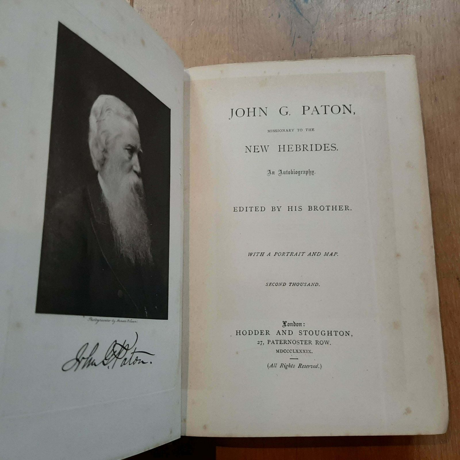 Missionary To The New Hebrides, An Autobiography By John G. Paton, '1889' photo furniture
