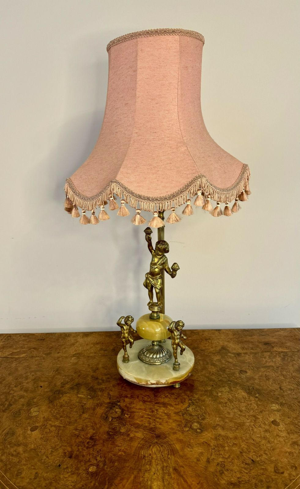 Unusual Edwardian Quality Onyx And Gilded Brass Table Lamp photo 545.0