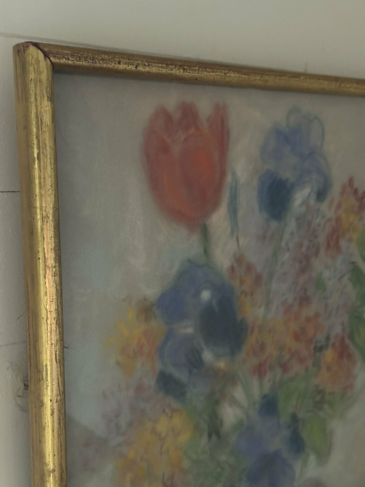 Pretty Mid Century French Floral Pastels Framed Picture photo furniture