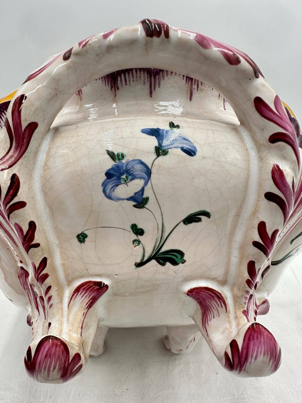 Antique French Hand Painted Pottery Covered Tureen With Plate By Niderviller Mushroom Cauliflower Handle photo buy