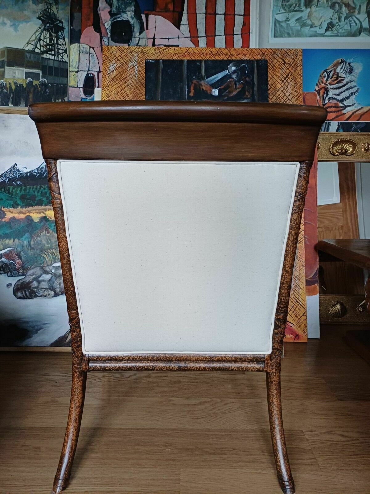 Furniture Stunning Mid Century Faux Painted Bamboo French Armchair photo