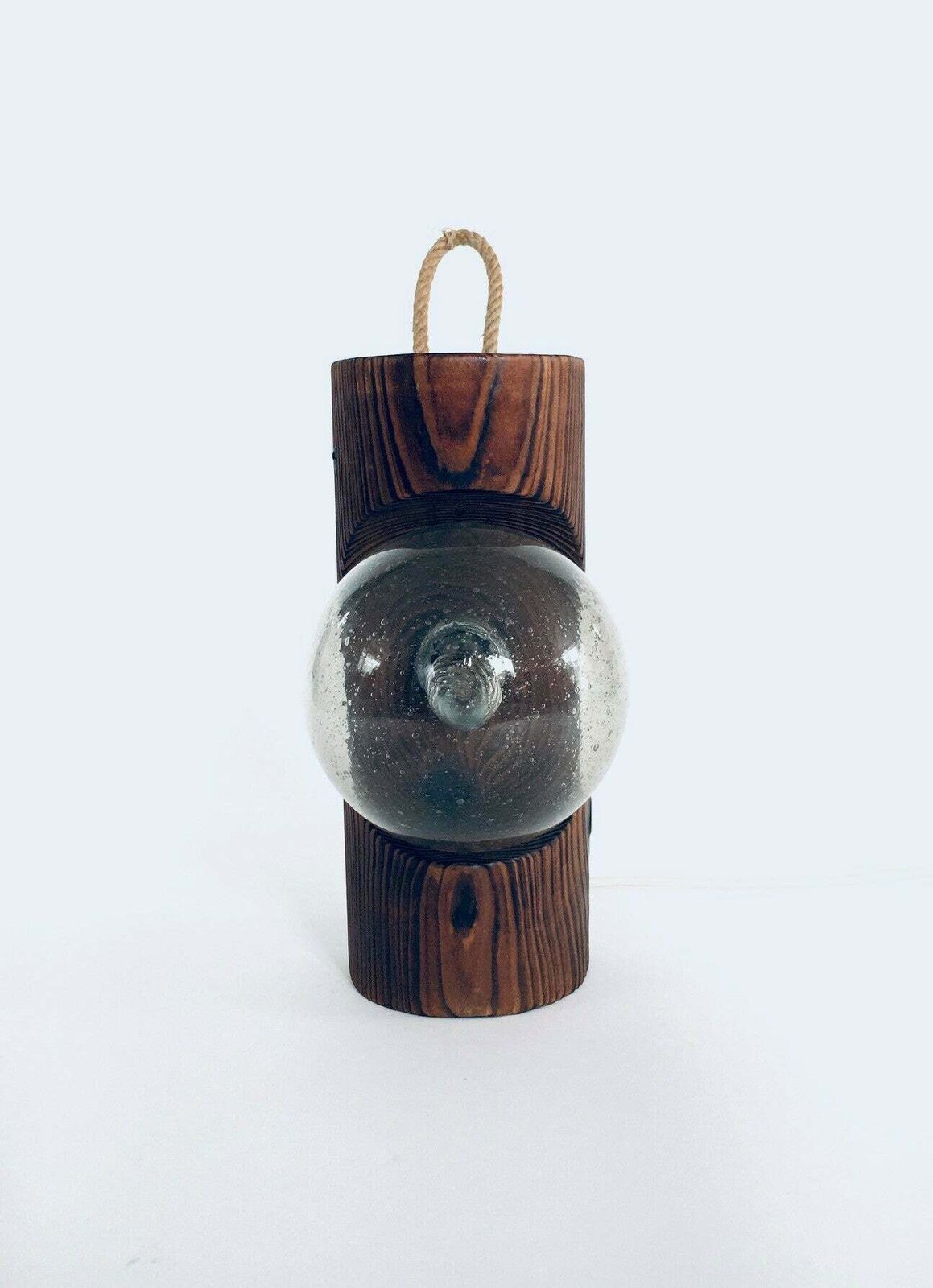 Brutalist Design Wood Table Or Wall Lamp By Temde Leuchten, Switzerland 1960's photo vintage