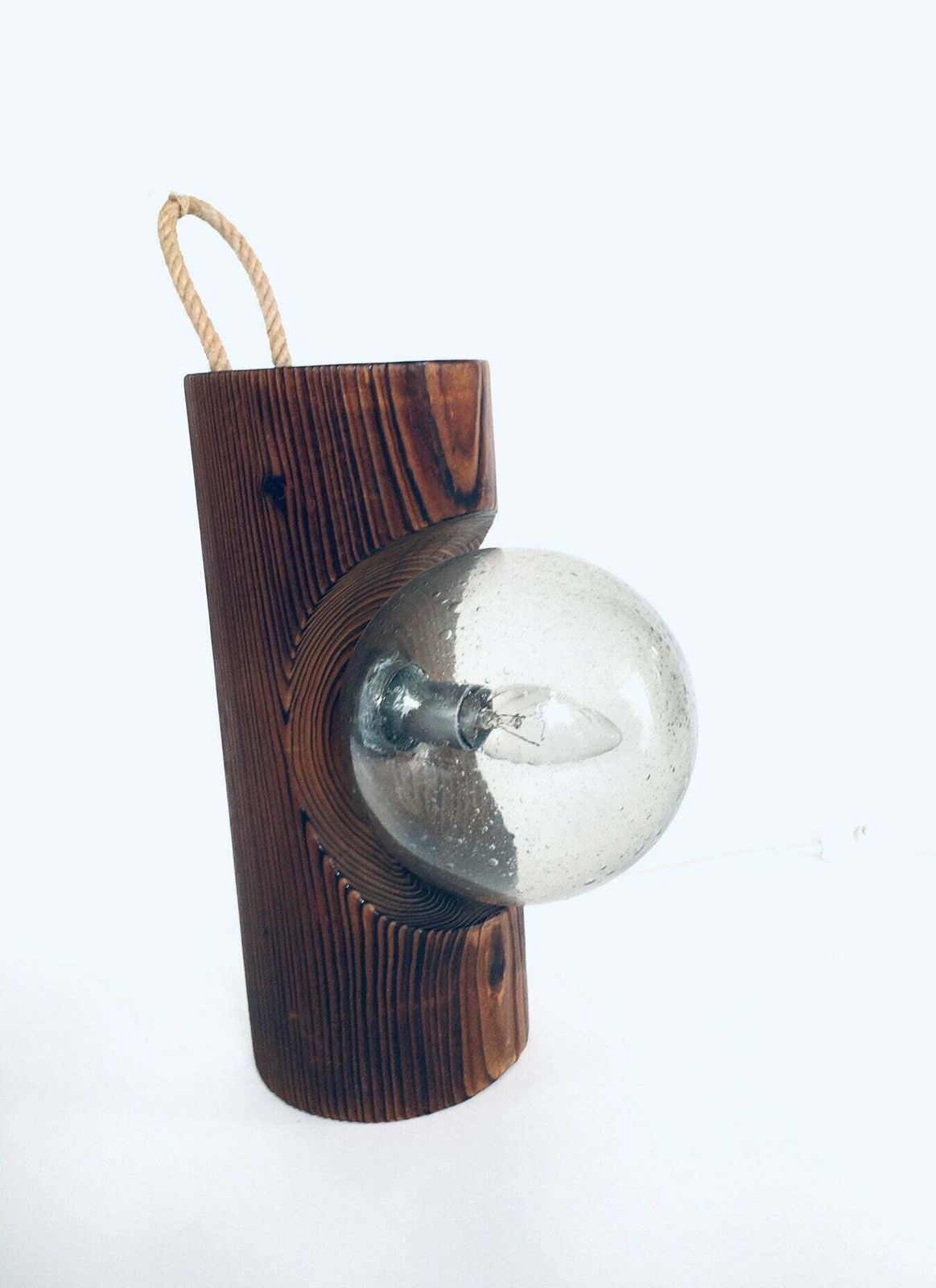 photo buy Brutalist Design Wood Table Or Wall Lamp By Temde Leuchten, Switzerland 1960's