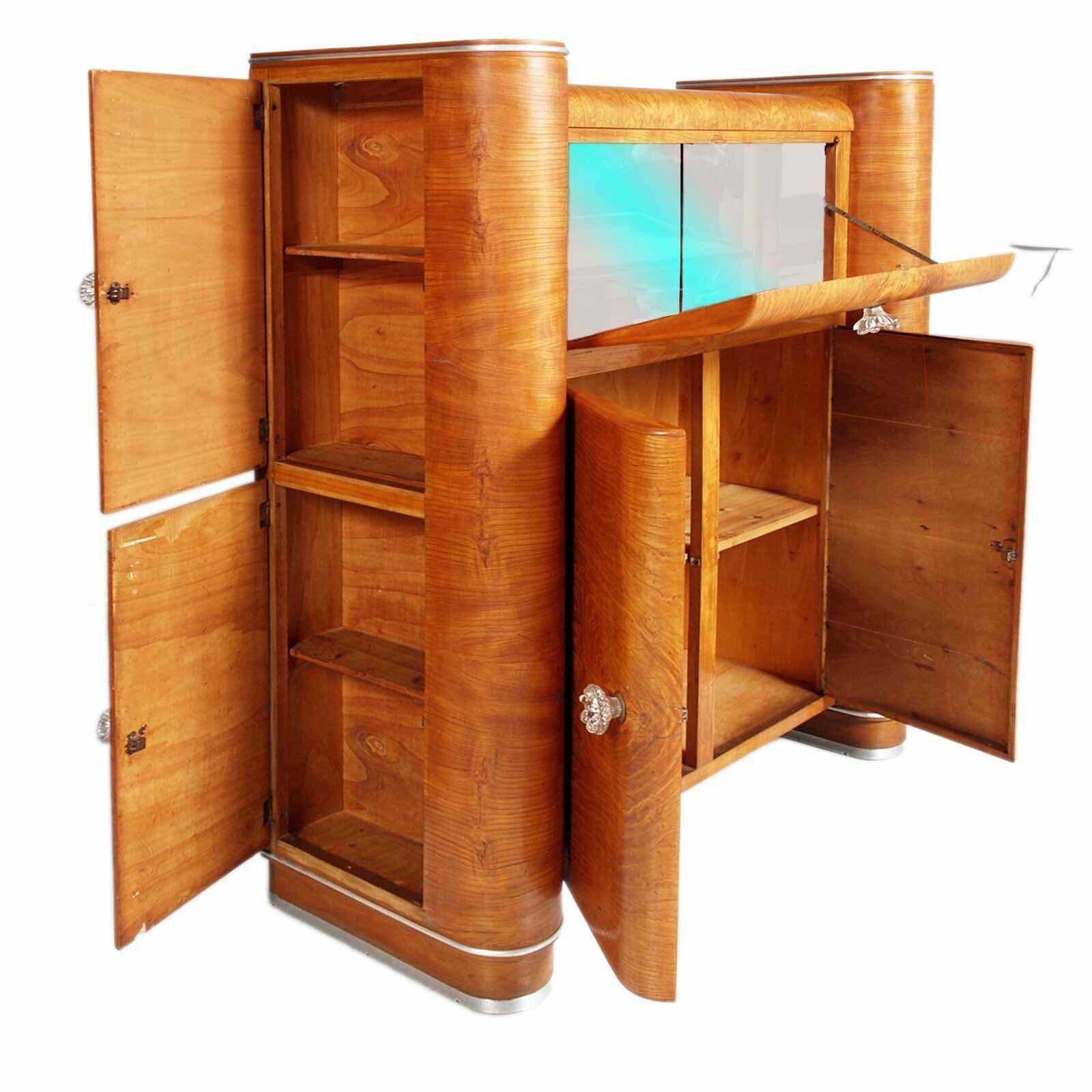 1940s Art Decò Rounded Cabinet Dry Bar Sideboard By A. Fallica For A. Liporesi photo for sale