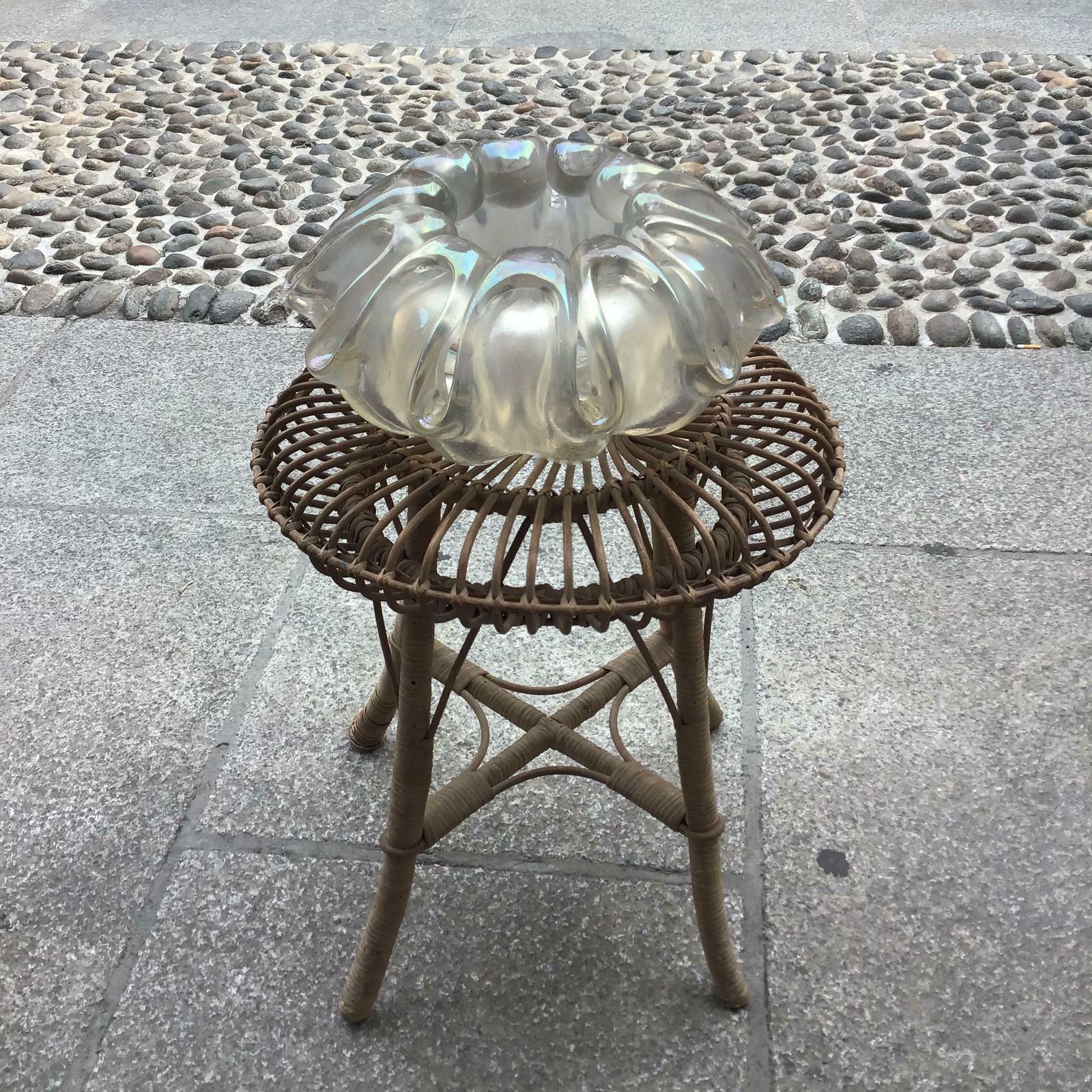 photo vintage Barovier And Toso Vase Centerpiece Iridescent Glass 1940 Italy