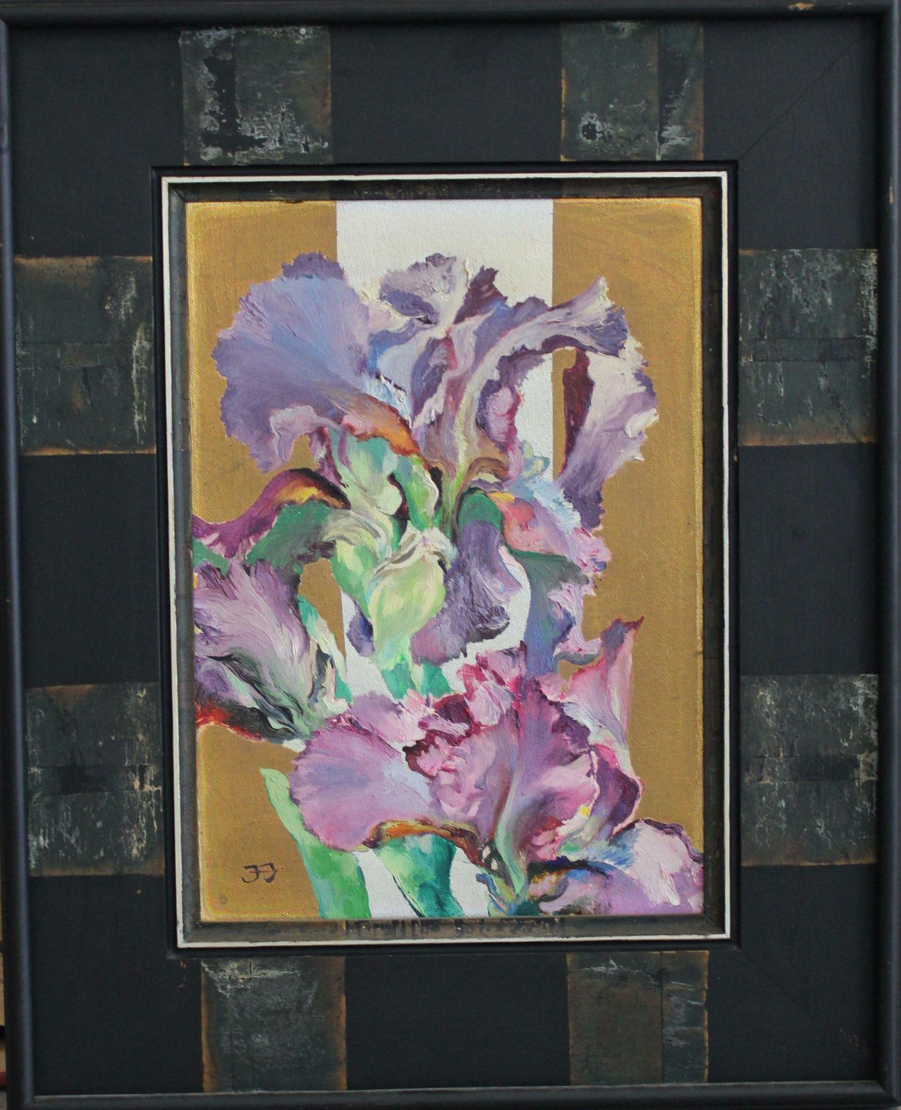 Juris Jurjans Purple Irises. 1998, Canvas, Oil, 35x25 Cm 1998 photo furniture