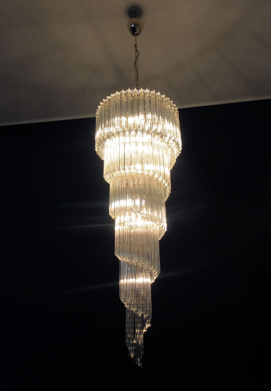 Huge Murano Chandelier 166 Trasparent Quadriedri Prism   Elena Model photo buy