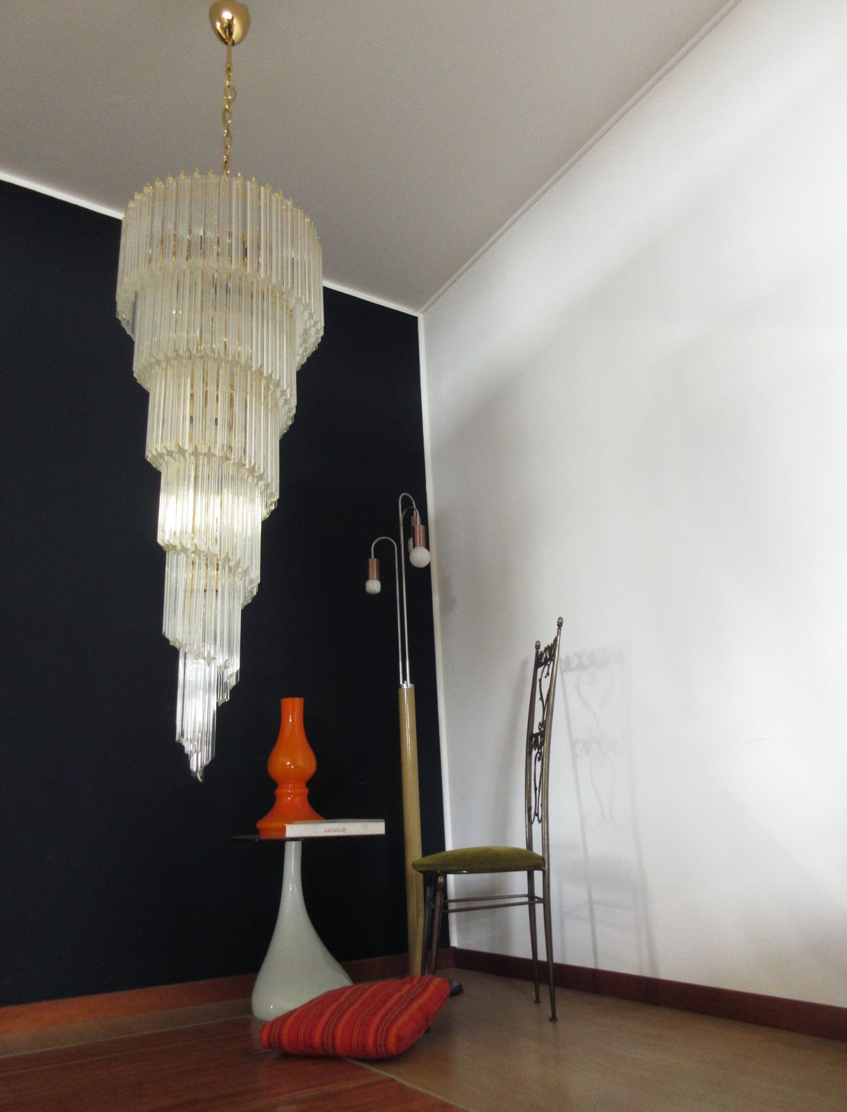 3680.0 Huge Murano Chandelier 166 Trasparent Quadriedri Prism   Elena Model photo