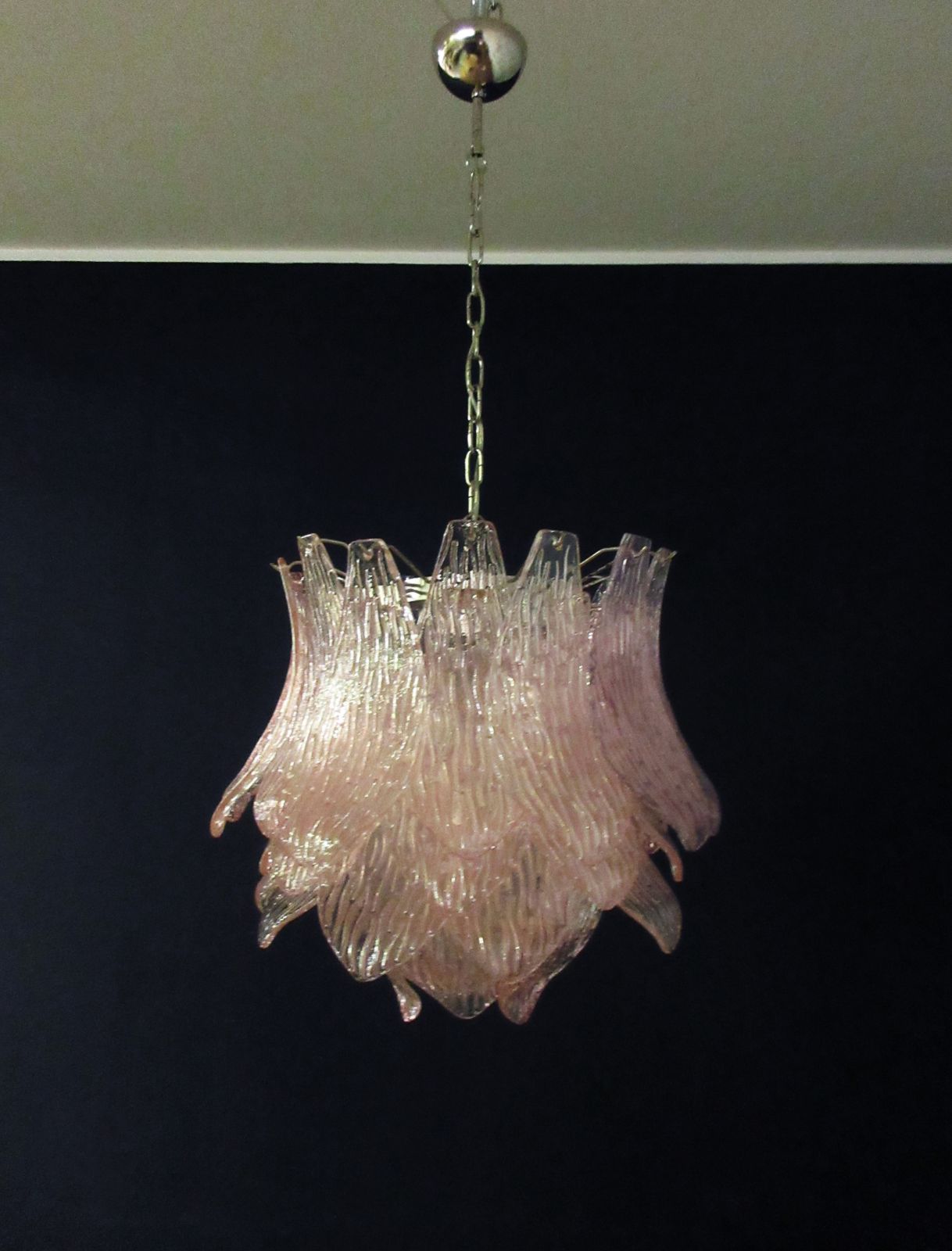 Italian Vintage Murano Glass Chandelier   38 Pink Glasses photo Lighting