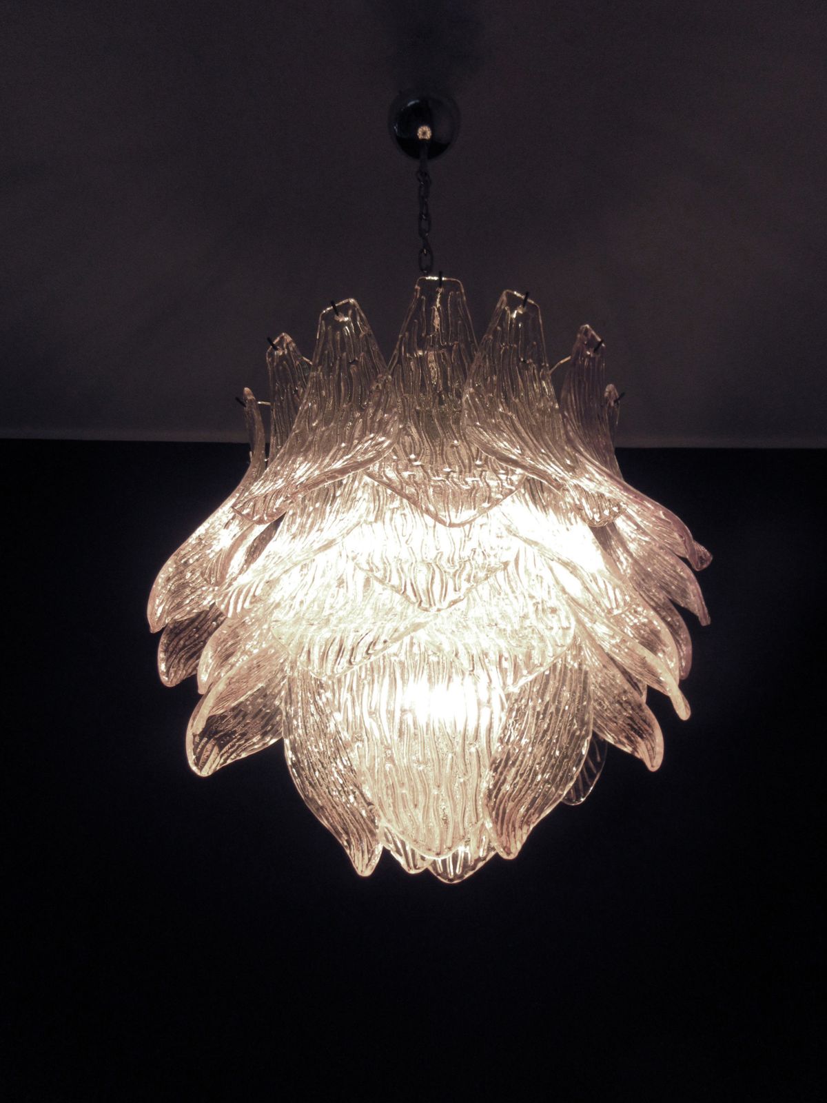 photo vinterior Italian Vintage Murano Glass Chandelier   38 Pink Glasses