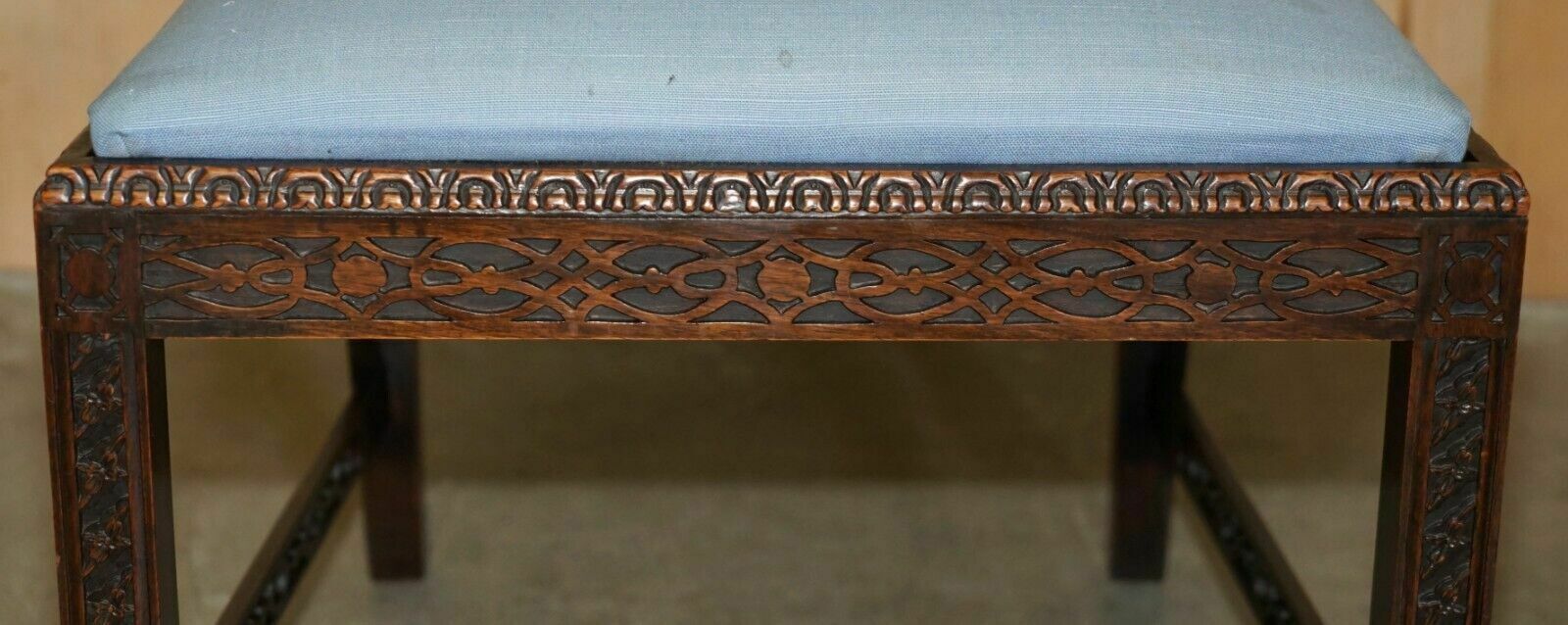 Four Antique Colonial Thomas Chippendale Rosewood Fret Work Carved Dining Chairs photo vintage