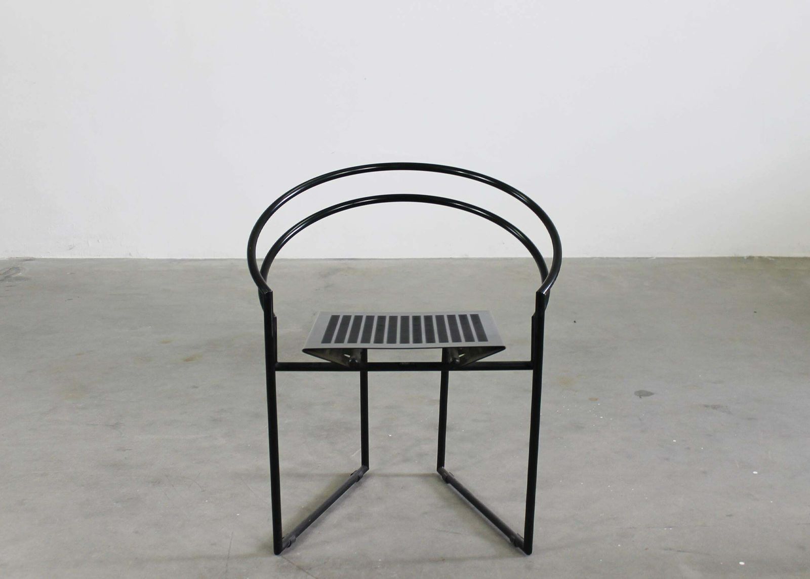 Mario Botta Set Of Six La Tonda Chairs In Black Lacquered Metal By Alias 1980s photo Furniture