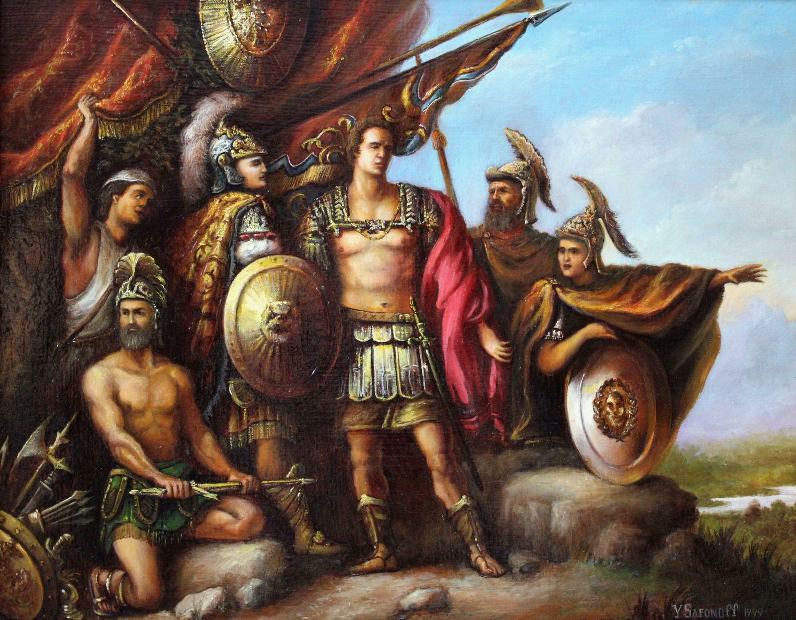 Yuri Safonoff Caesar On His Way To Pompeii. 1999, Canvas, Oil, 40x50 Cm