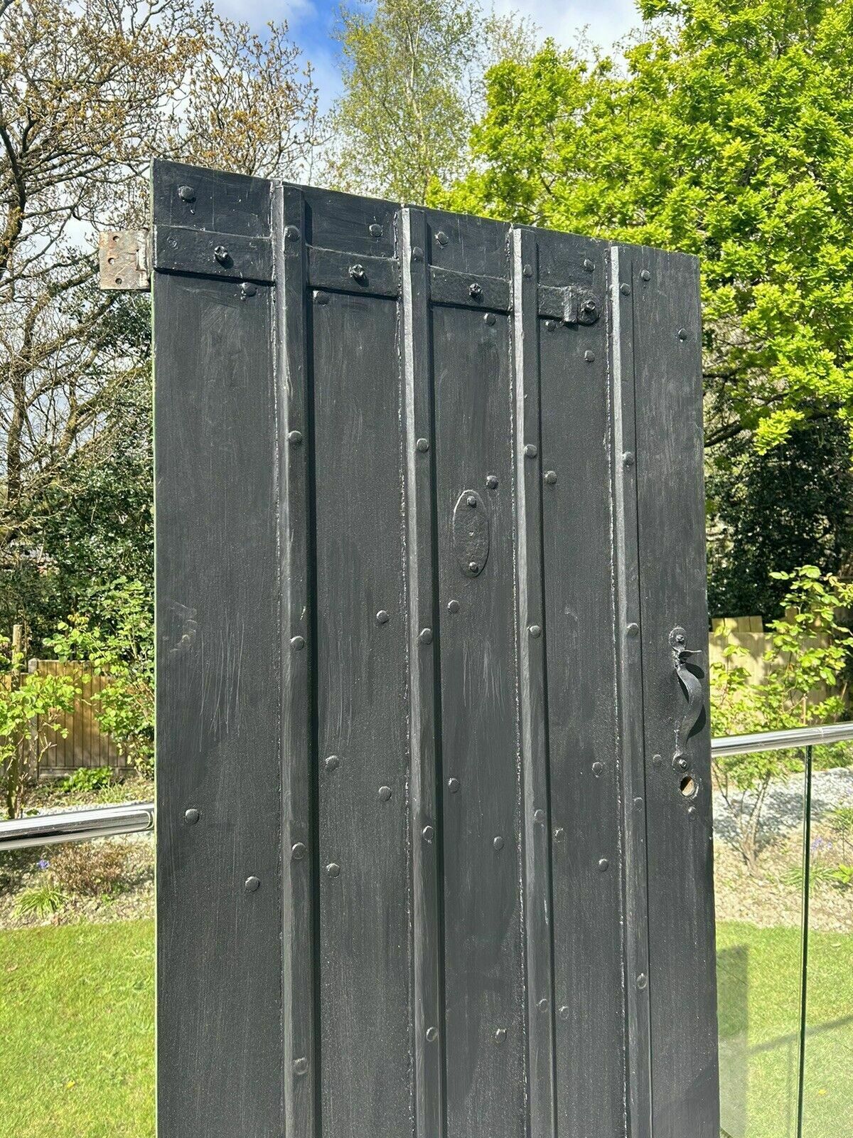 photo furniture Antique 18th Century Front Door Cornish Reclaimed Period Forged Hinges Bolts Old