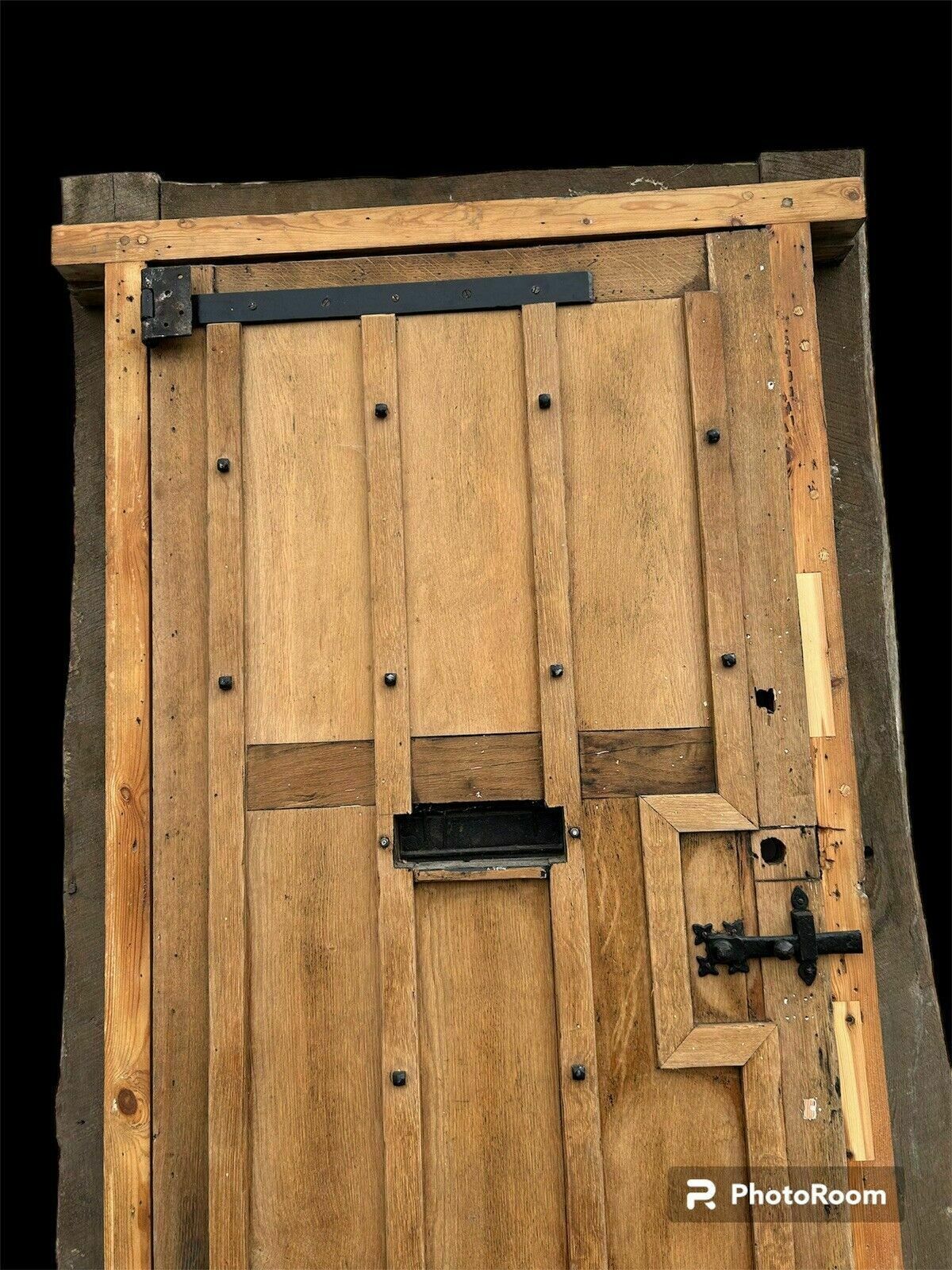 7075.0 Solid Elm Front Door+Frame Old Period Antique Reclaimed Wood 1700s Rare Refurb photo