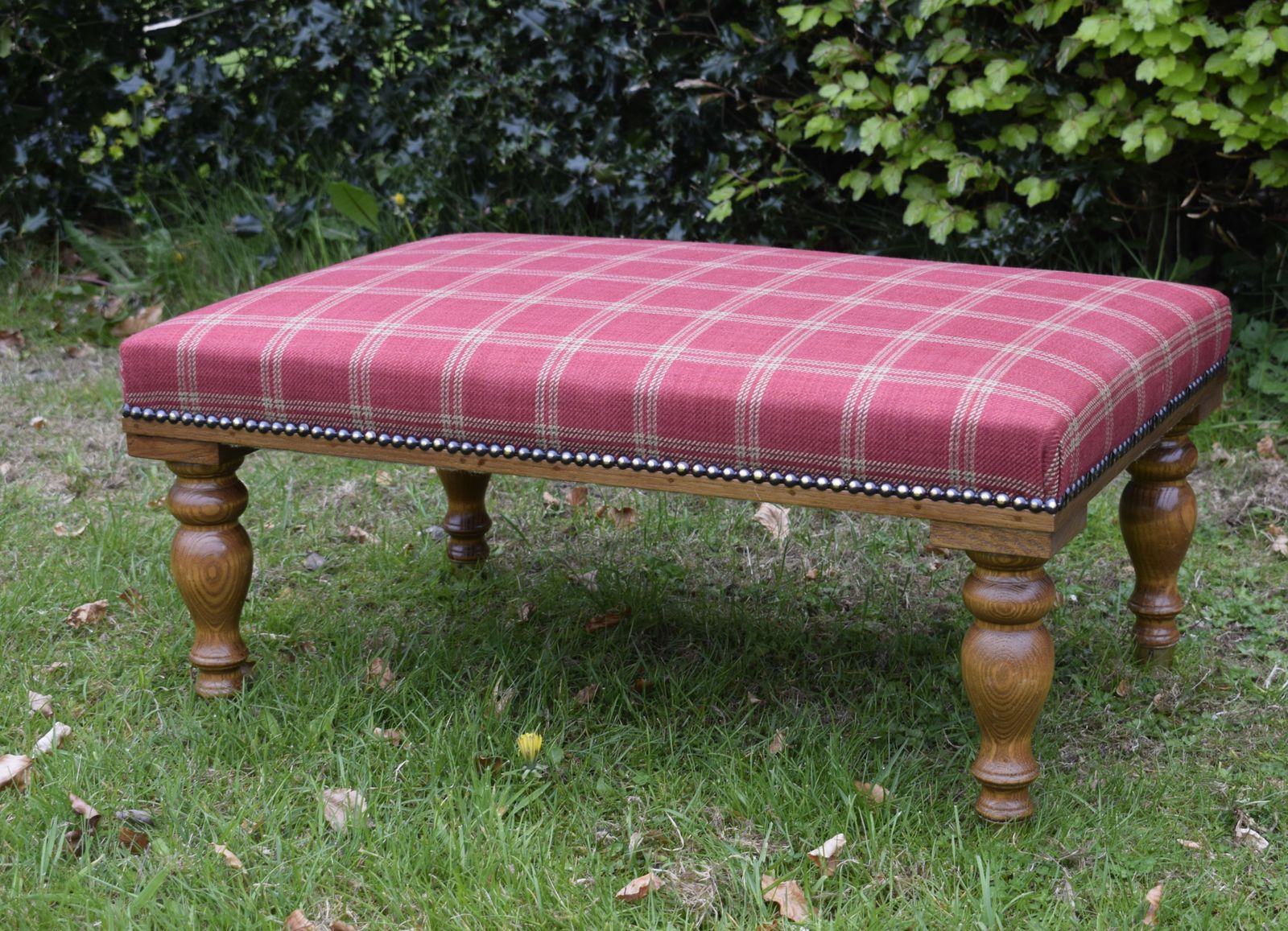 Large Oak Upholstered Stool, 1930s photo furniture