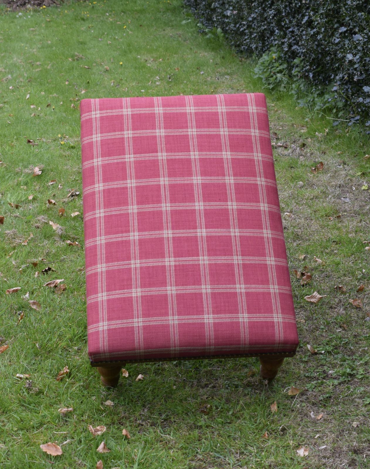 photo vinterior Large Oak Upholstered Stool, 1930s