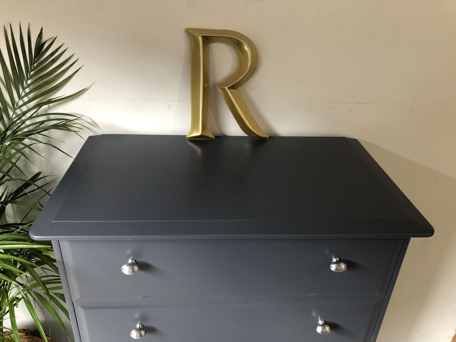 Stag Minstrel Tallboy Chest Of Drawers Blue Satin Chrome Knobs photo vinterior