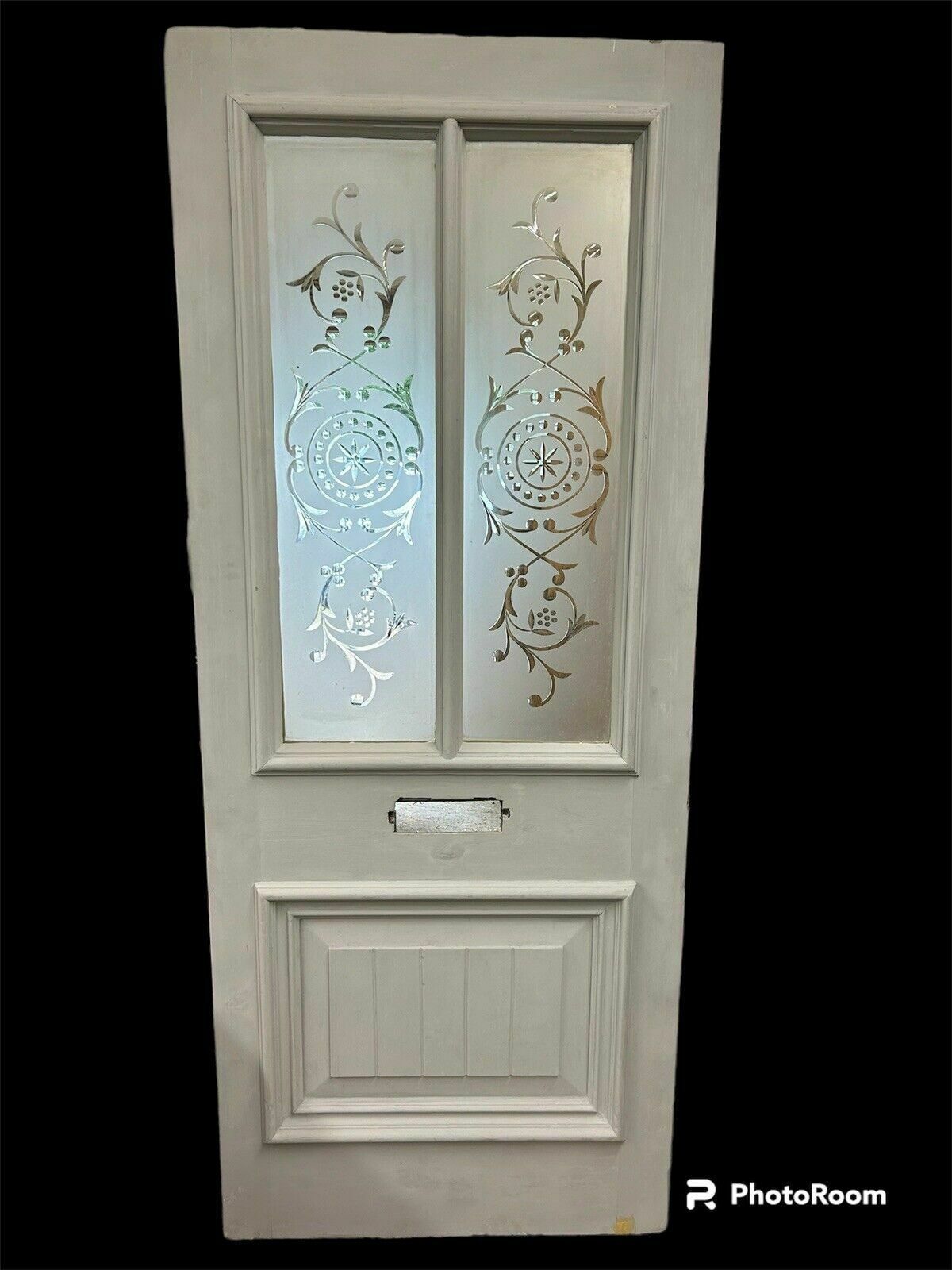 Victorian Cut Etched Glass Front Door Antique Period Reclaimed Old Wood Pine