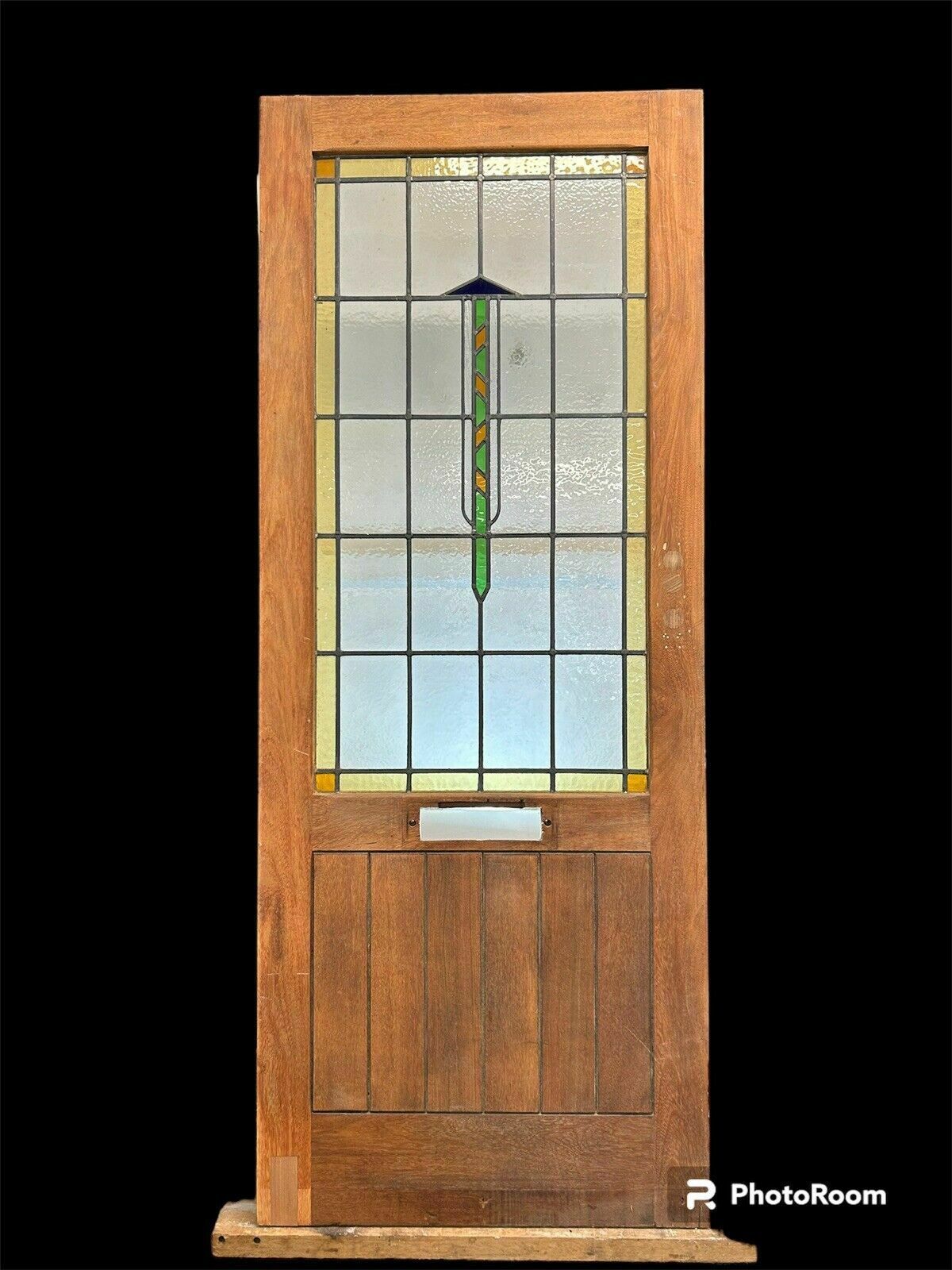 Art Deco Stained Glass Front Door Period Old Reclaimed Antique 20 30 Wood Leaded