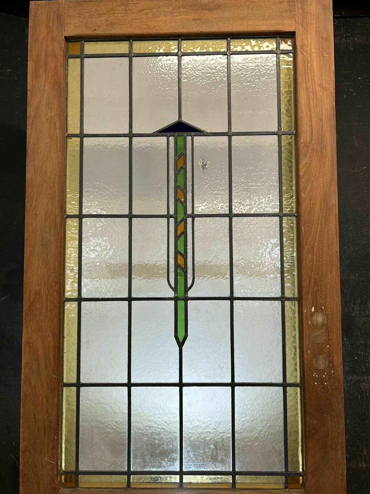Art Deco Stained Glass Front Door Period Old Reclaimed Antique 20 30 Wood Leaded photo for sale