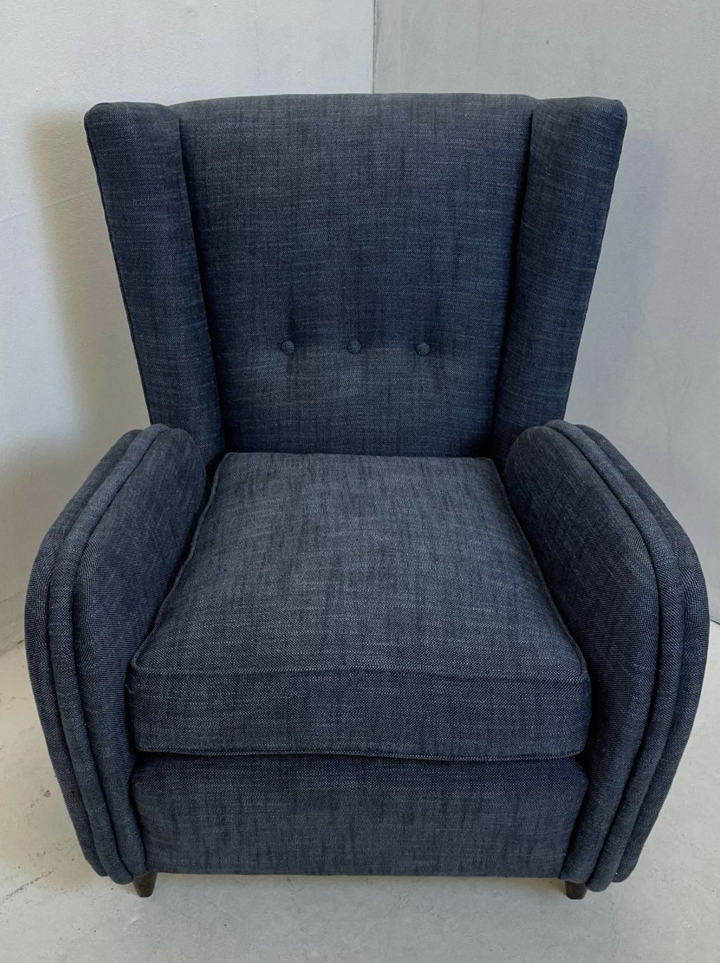 Mid Century Modern Paolo Buffa Blue Fabric Armchair photo 1930.0