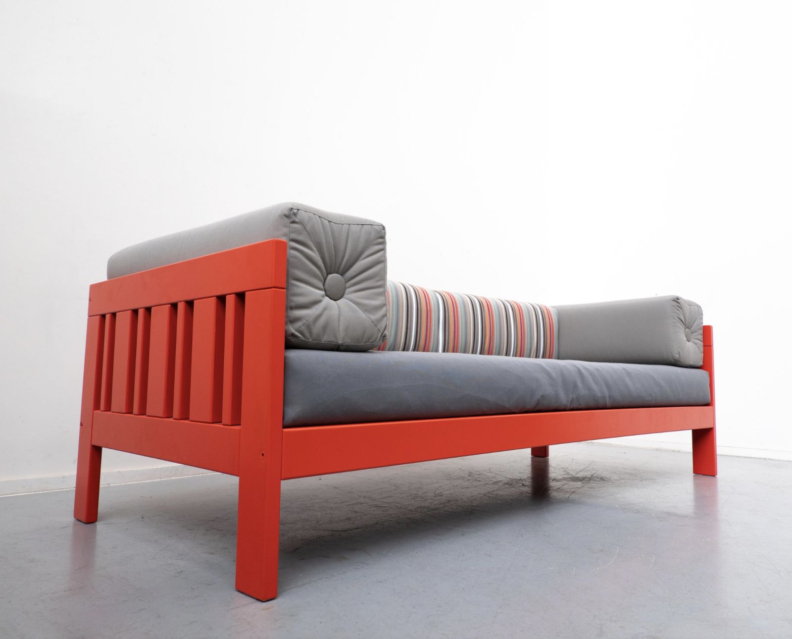 photo for sale Mid Century Orange “Califfo” Sofa By Ettore Sottsass, Poltronova, Italy, 1960s