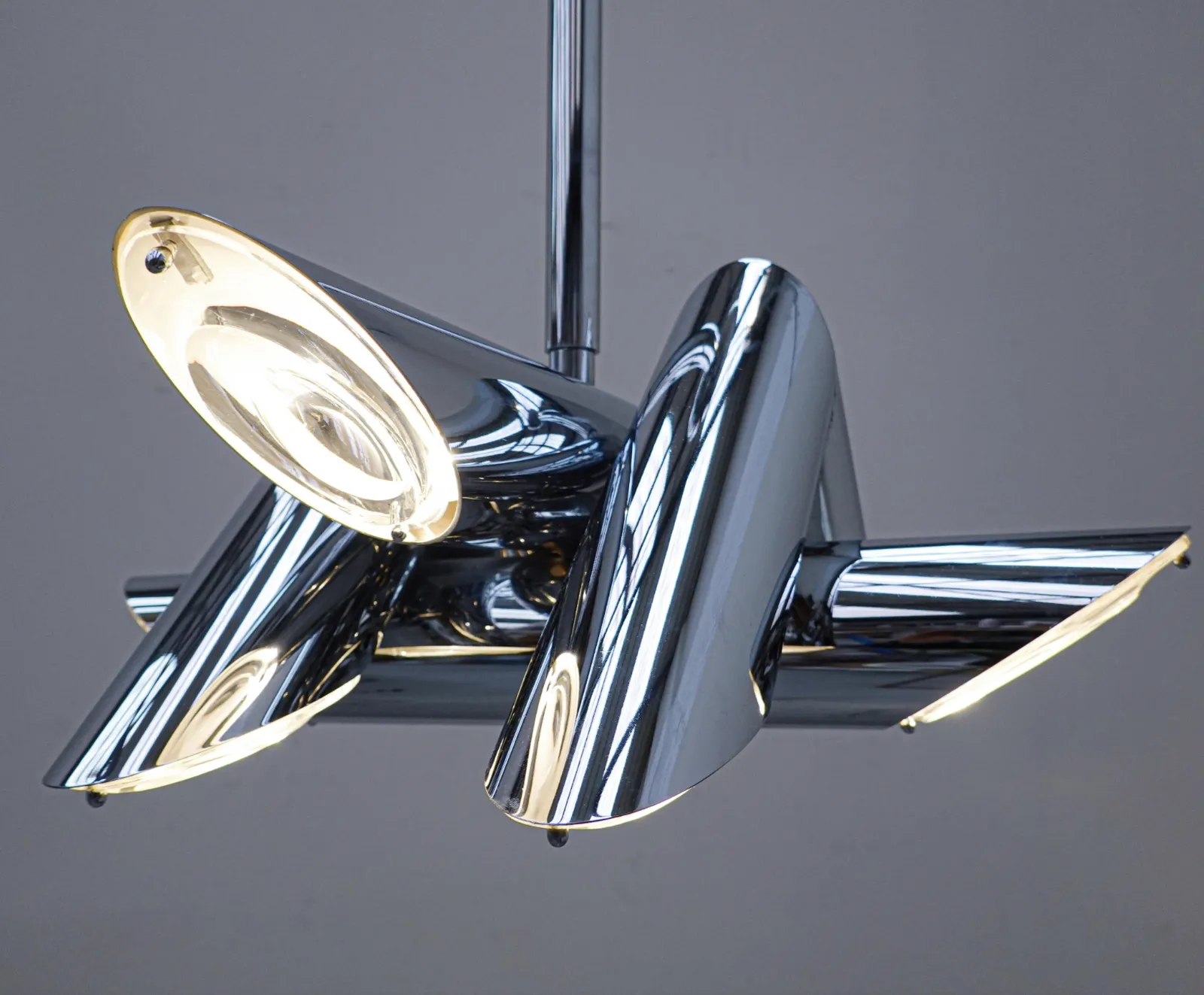 Mid Century Modern Italian Metal Suspension In The Style Of Gaetano Sciolari photo 1900.0