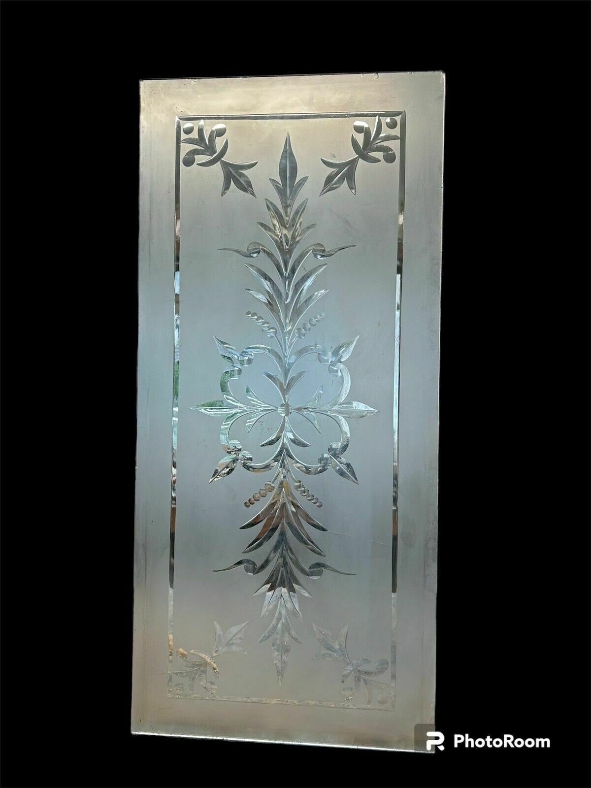 Acid Etched Glass Window Panel Fanlight Brilliant Cut Reclaimed Period Antique