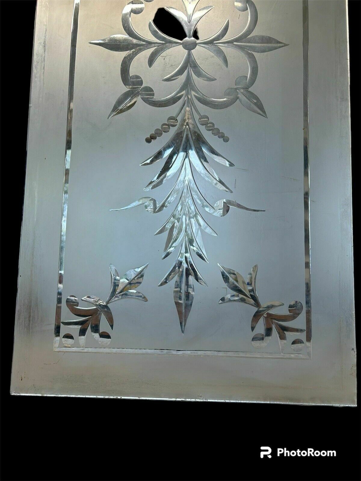 Acid Etched Glass Window Panel Fanlight Brilliant Cut Reclaimed Period Antique photo vintage