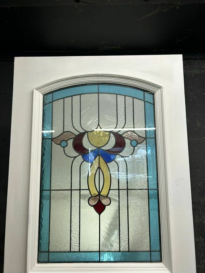 Edwardian Stained Glass Front Door Antique Period Hardwood Reclaimed Old Leaded photo furniture