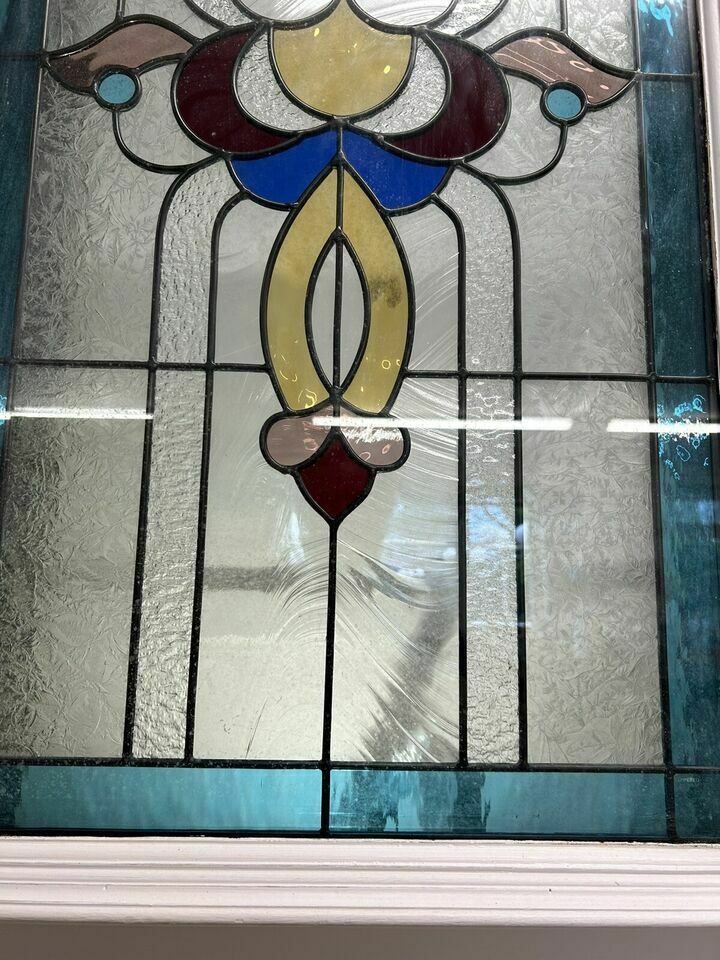 Edwardian Stained Glass Front Door Antique Period Hardwood Reclaimed Old Leaded photo buy
