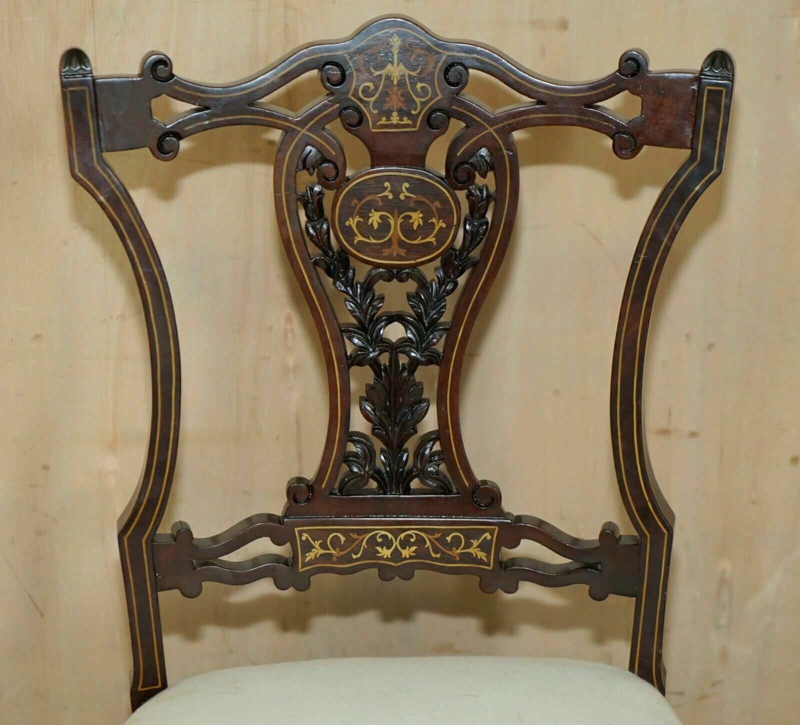 Antique Victorian Rosewood Salon Nursing Chair With Stunning Inlaid Back Panel photo for sale