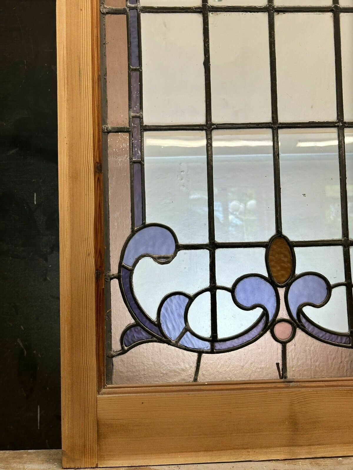 Victorian Stained Glass Window Panel Old Leaded Antique Reclaimed Art Nouveau photo buy