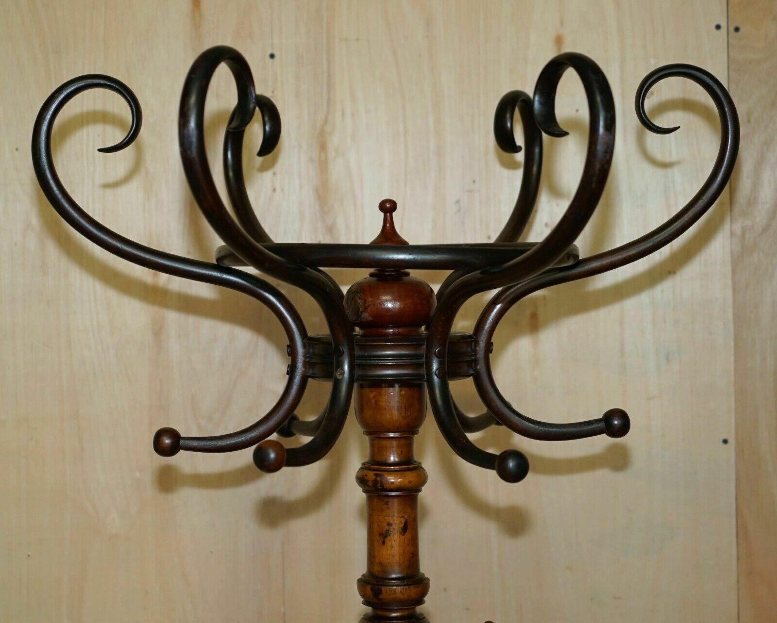 Super Rare Original Antique Victorian Circa 1880 Thonet Bentwood Coat Rack Stand photo vintage