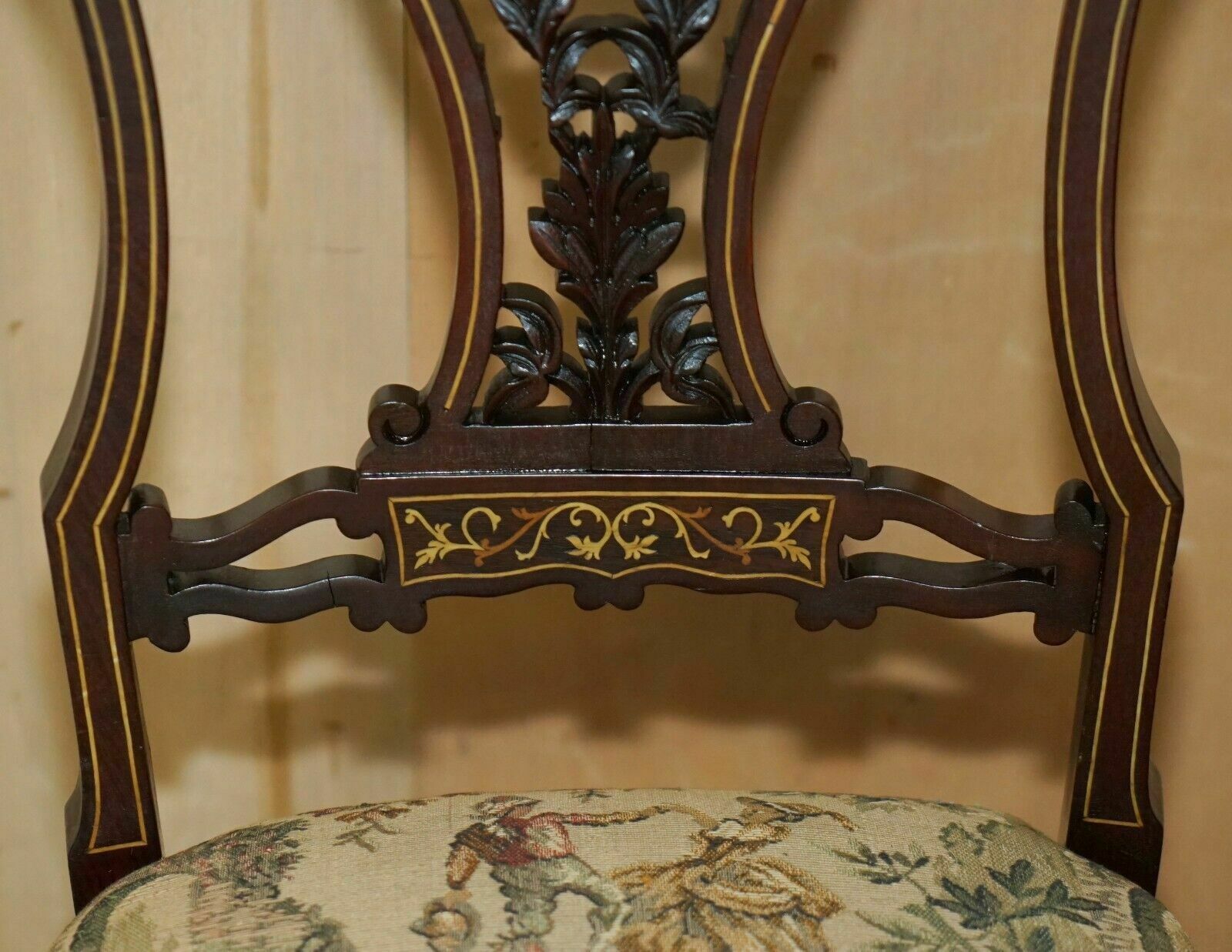 Pair Of Antique Victorian Rosewood Salon Chairs With Stunning Inlaid Back Panels photo buy