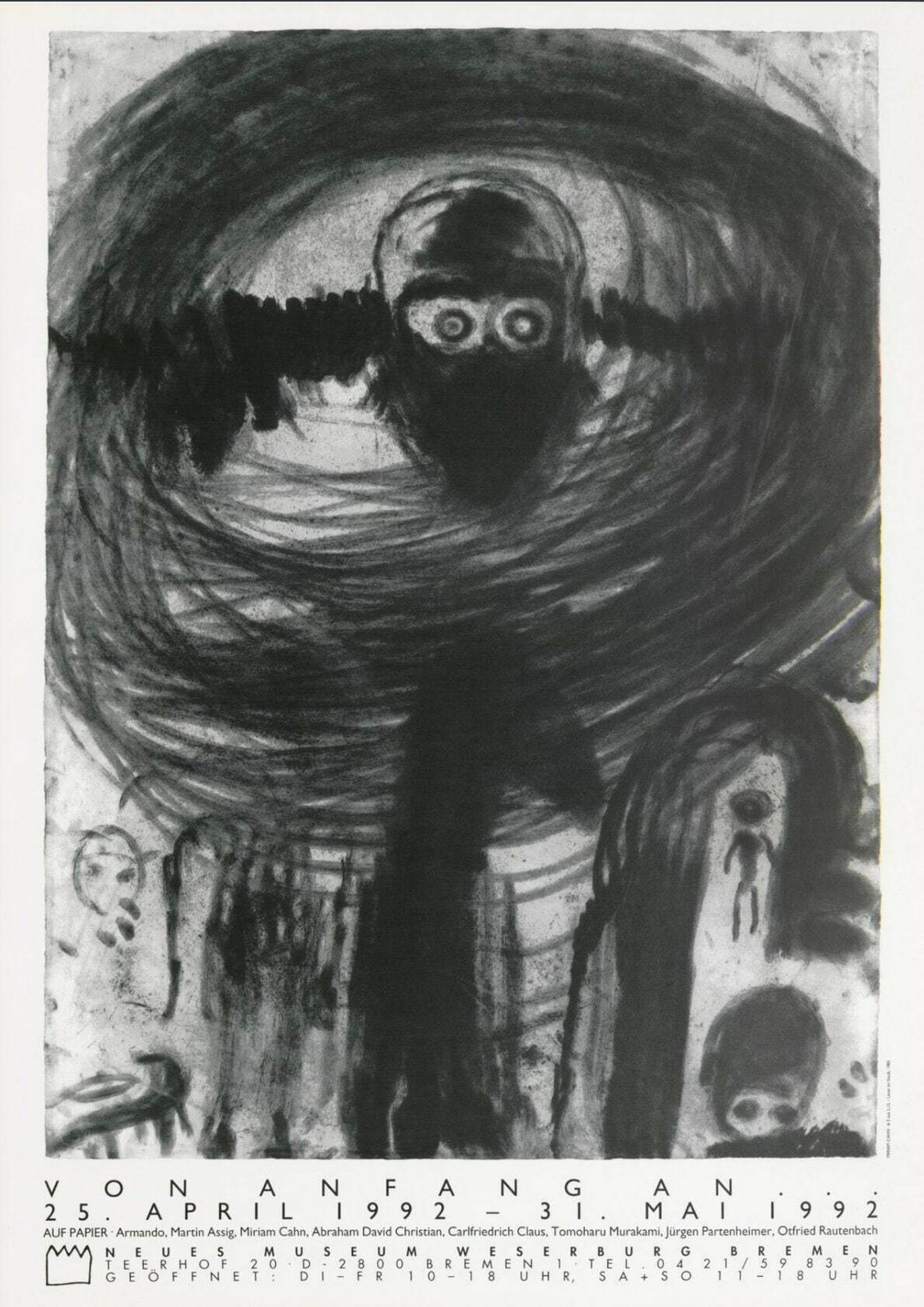 Original Miriam Cahn Exhibition Poster   Black And White   Wall Art Authentic Museum Print