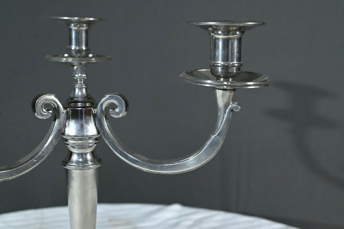 Pair Of “Le Lingot” Candelabra In Pewter – Mid 20th Century photo vintage