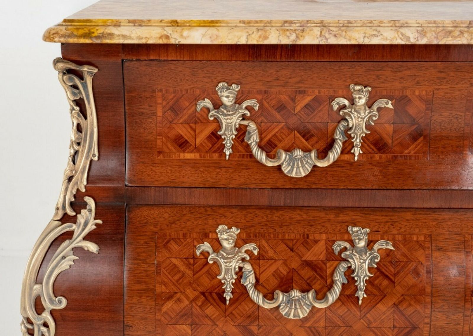 Louis XVI Bombe Commode Antique French Chest Drawers 1900 photo vintage