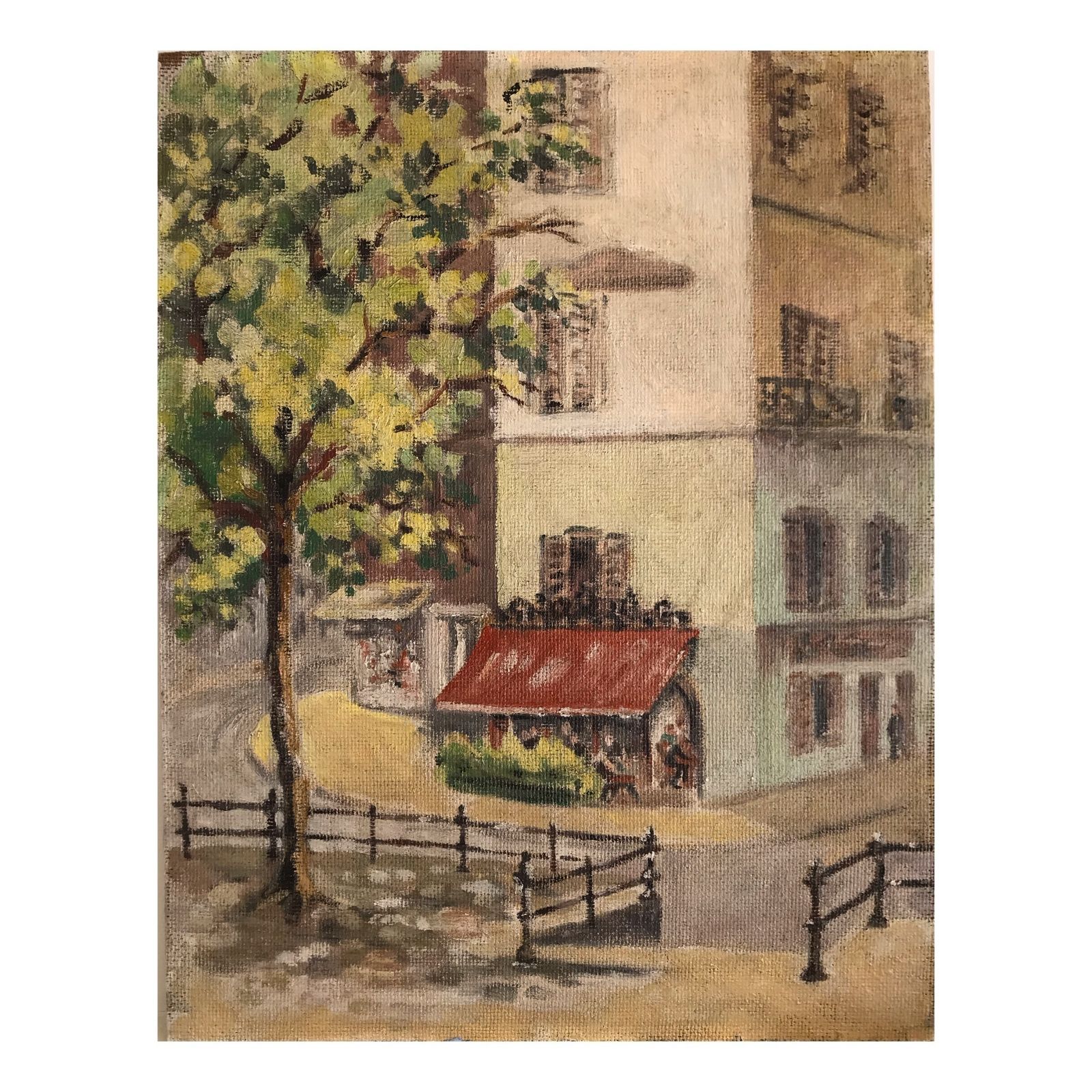Original Oil On Board Painting Of A French Cafe Scene