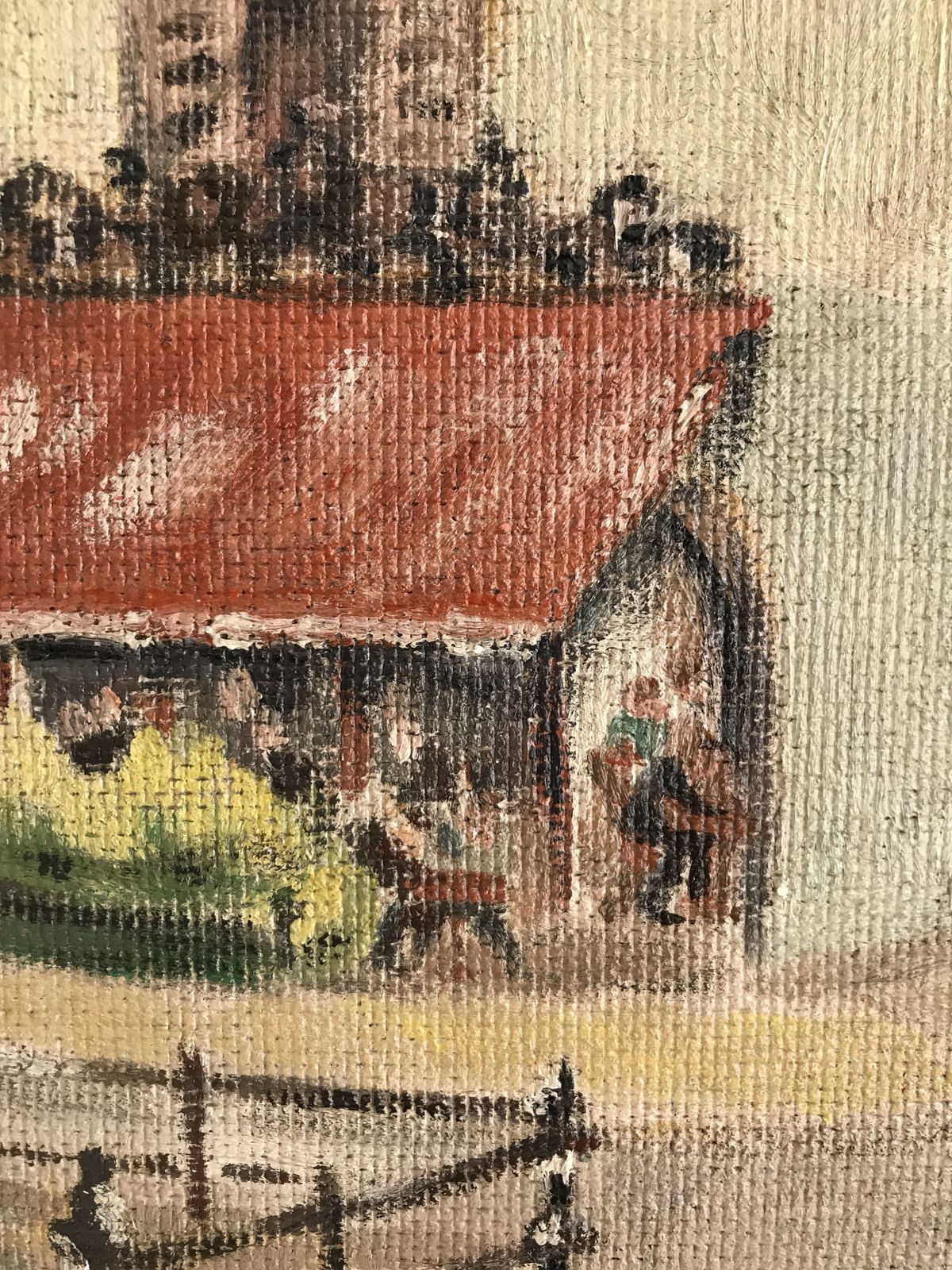 Original Oil On Board Painting Of A French Cafe Scene photo for sale