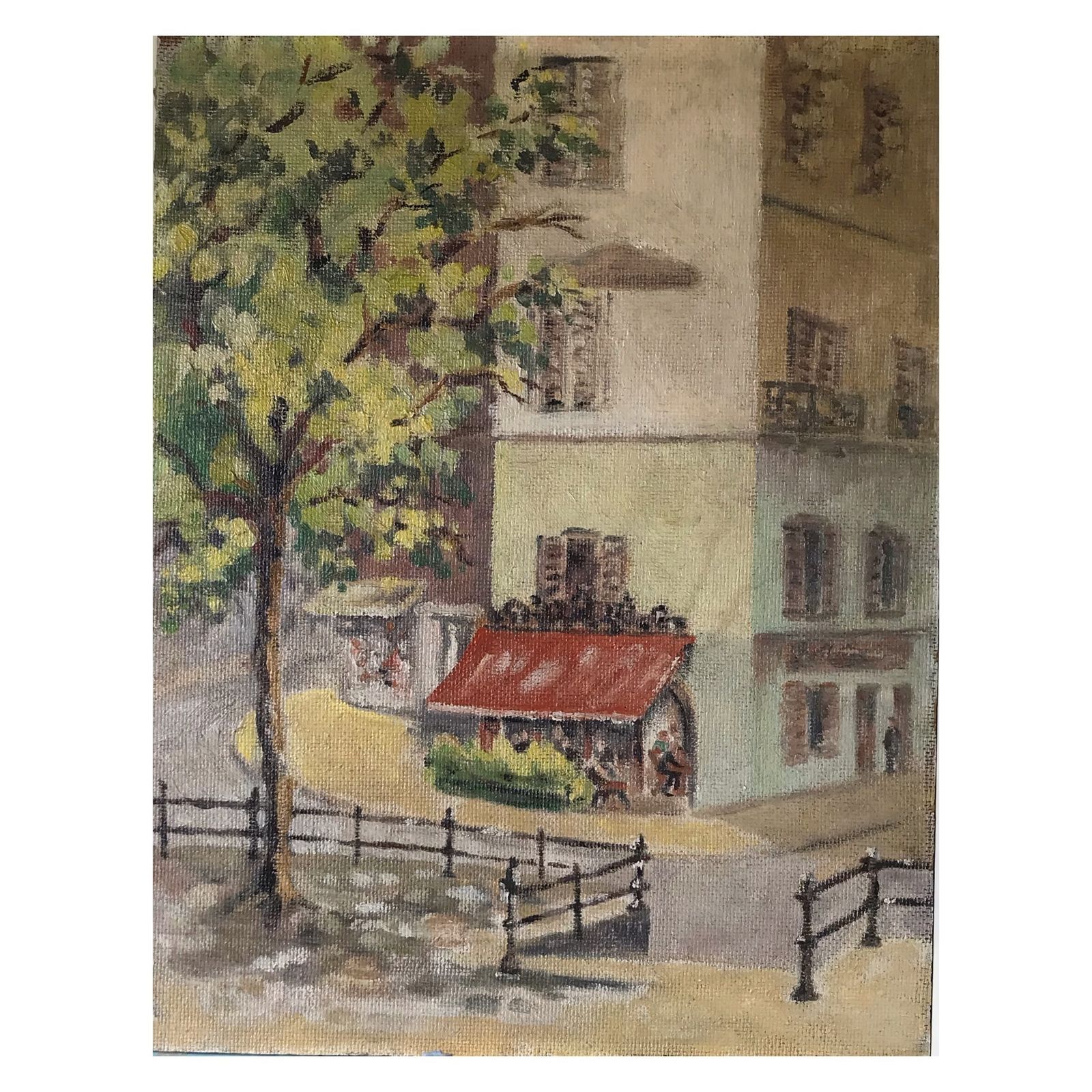 Original Oil On Board Painting Of A French Cafe Scene photo Art