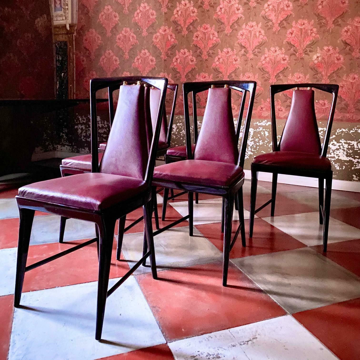 Italian Midcentury Modern Mahogany And Rosewood Dining Set, Osvaldo Borsani For Atelier Borsani Varedo, Italy 1950 photo vintage