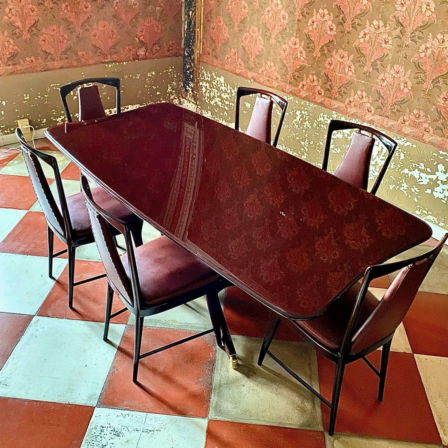Italian Midcentury Modern Mahogany And Rosewood Dining Set, Osvaldo Borsani For Atelier Borsani Varedo, Italy 1950 photo Furniture