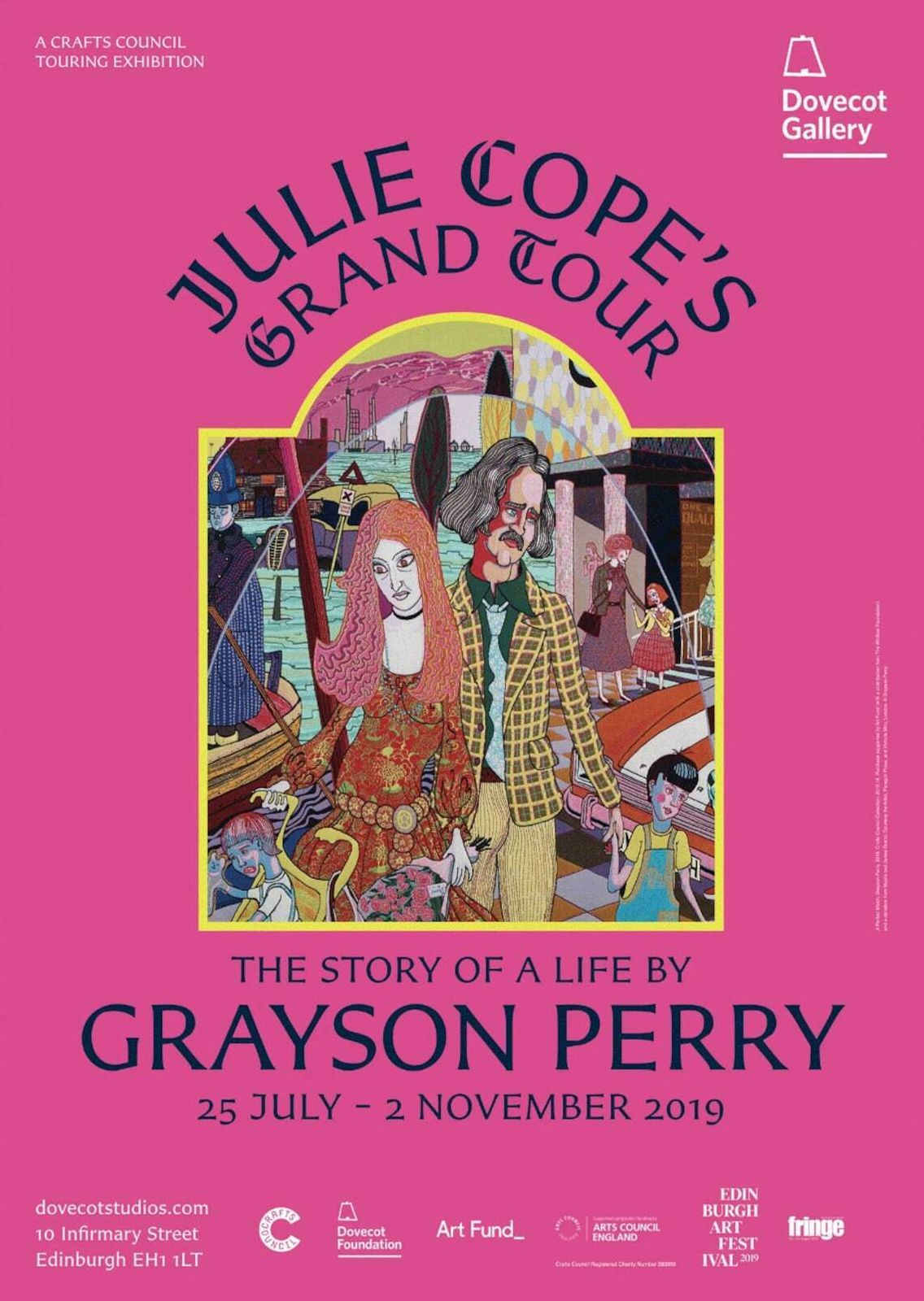 Authentic Grayson Perry Exhibition Poster   Julian Cope World Tour Pink   Stunning Museum Gallery Print
