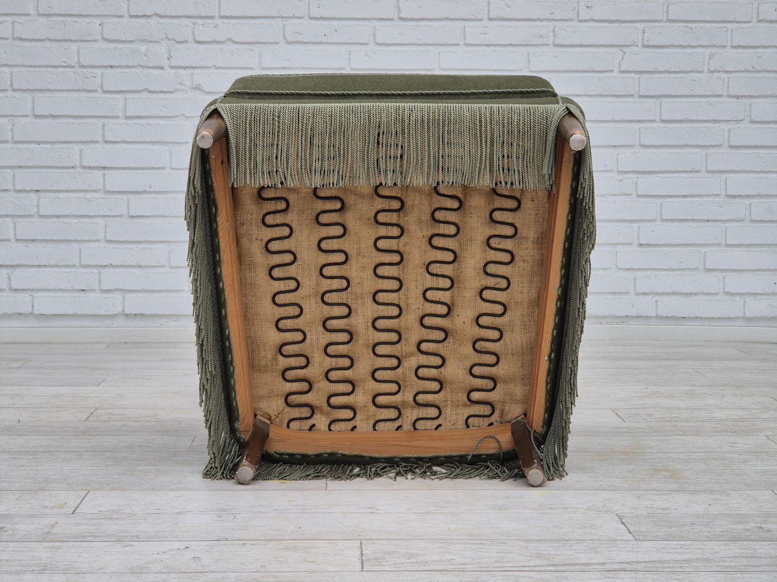 photo for sale 1970s, Danish Armchair, Velour, Beech Wood, Original Excellent Condition.