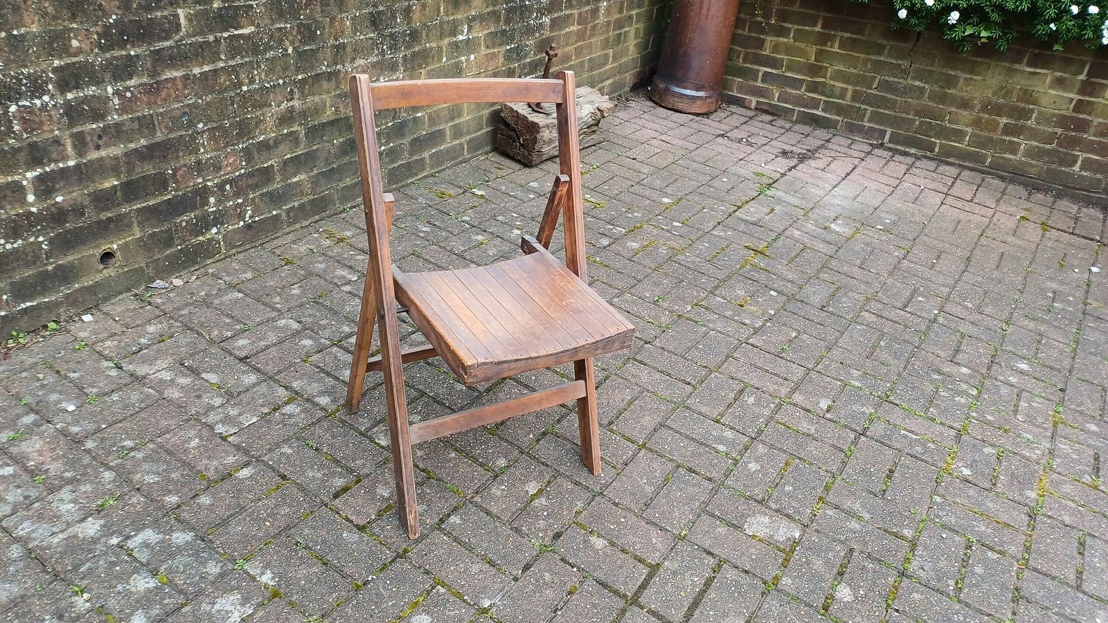 Pre War Vintage Solid Beech Folding Chair Inside Or Garden photo furniture