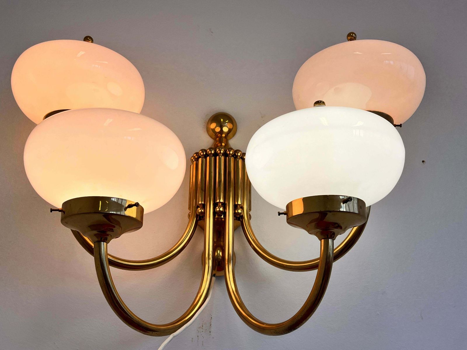 Big Xxl Brass And Glass Wall Lamp In Art Deco, Art Nouvea Style  Around 1980s photo Lighting